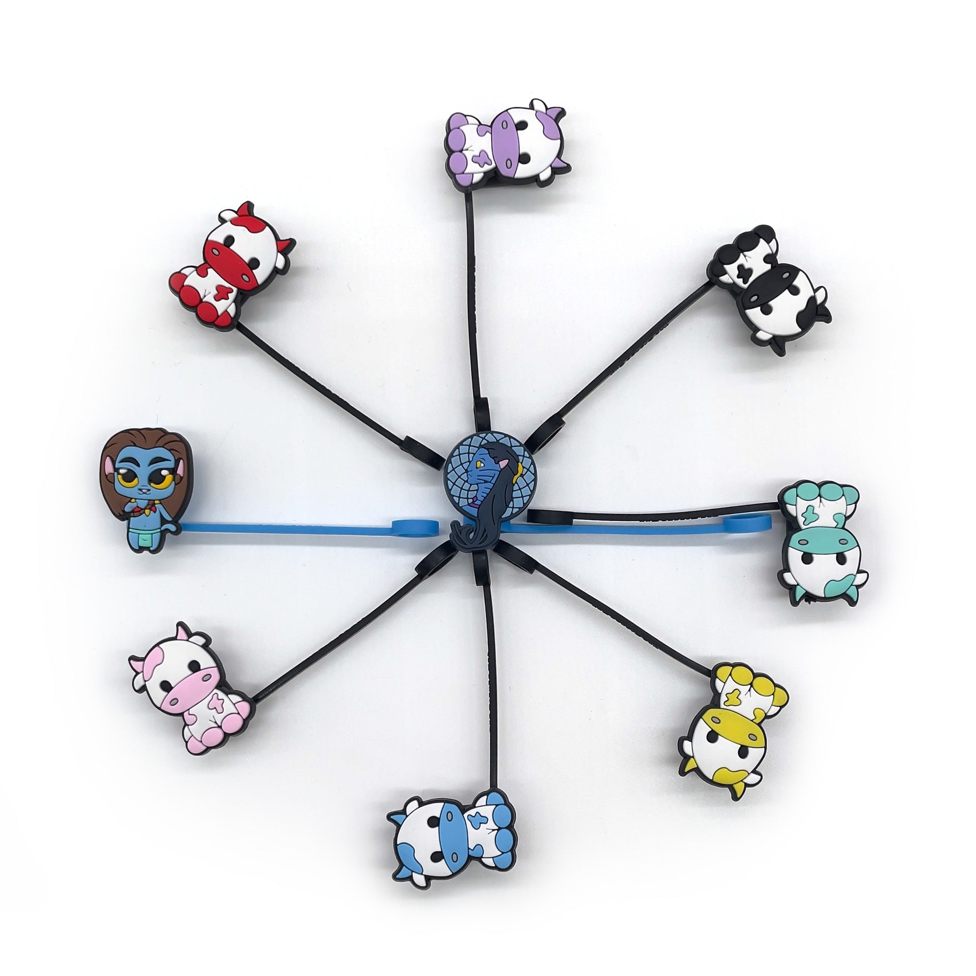 Wholesale 10PCS Cow Silicone Cartoon Tube Straw Hat